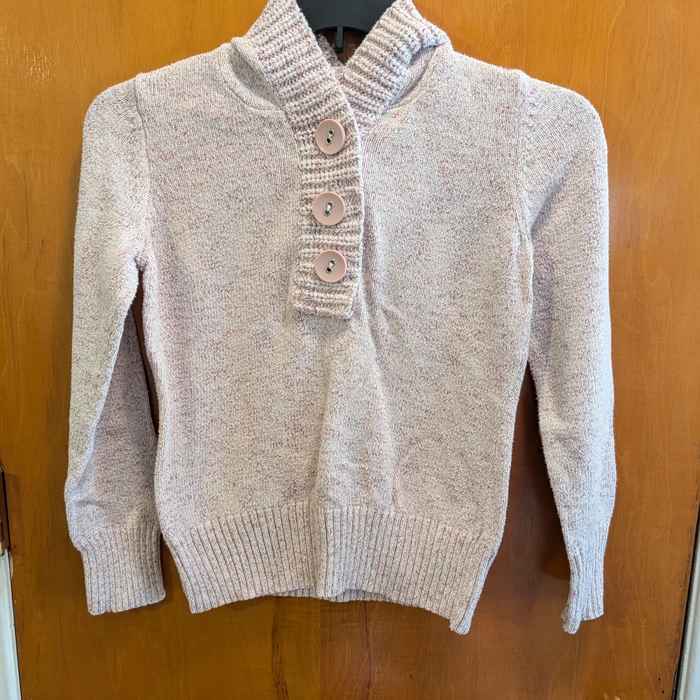 liz & co. Blush Button Cowl Neck Sweater